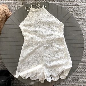Lace HalterNeck Shorts Jumpsuit
